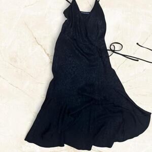 Abercrombie & Fitch Black Satin Leopard Flowy Wrap Dress Small NWT MRSP $88 🖤